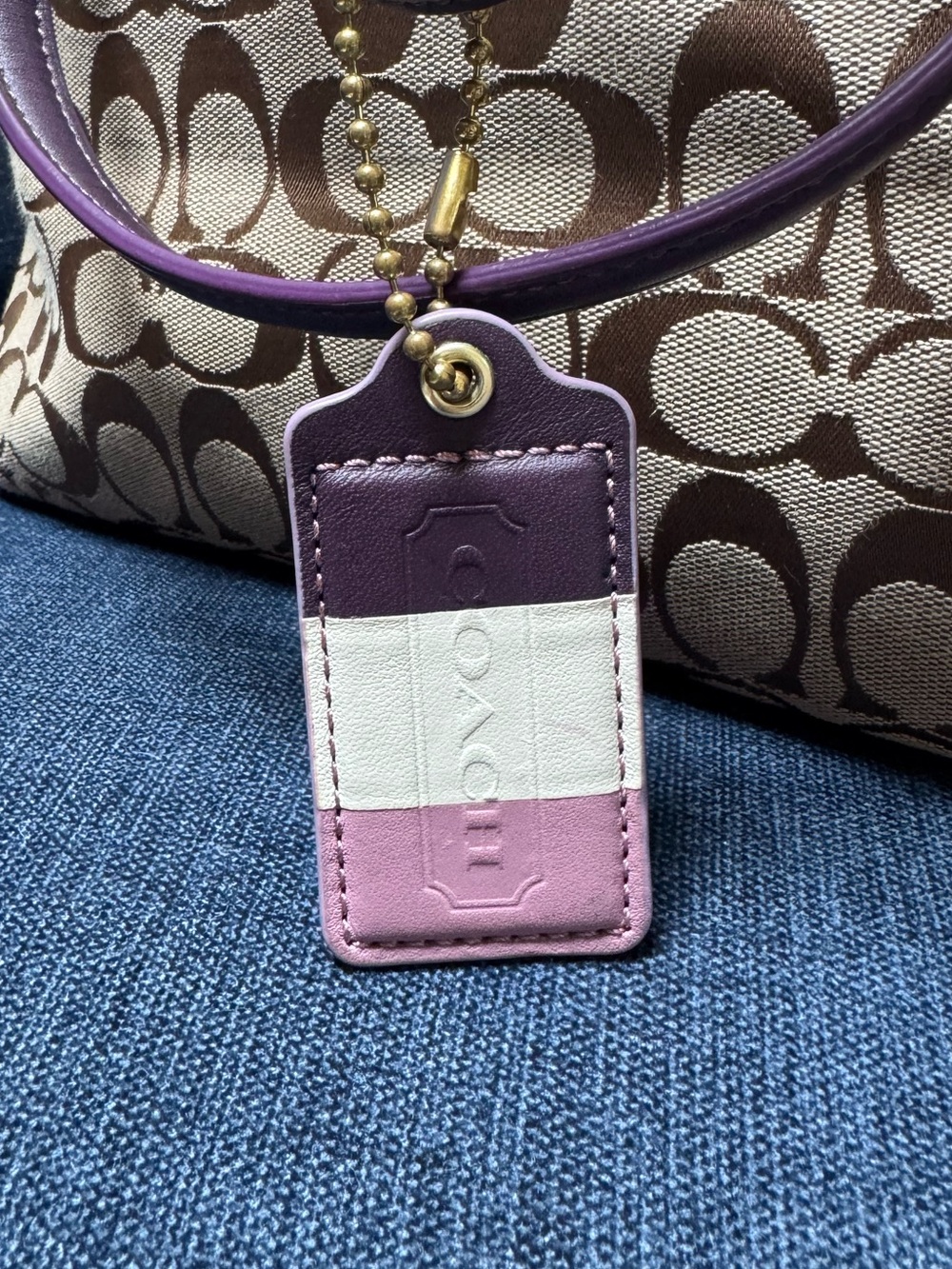Coach Legacy Weekender Signature C Medium Zip Tote Khaki Jacquard Purple 23465 - Picture 13 of 13